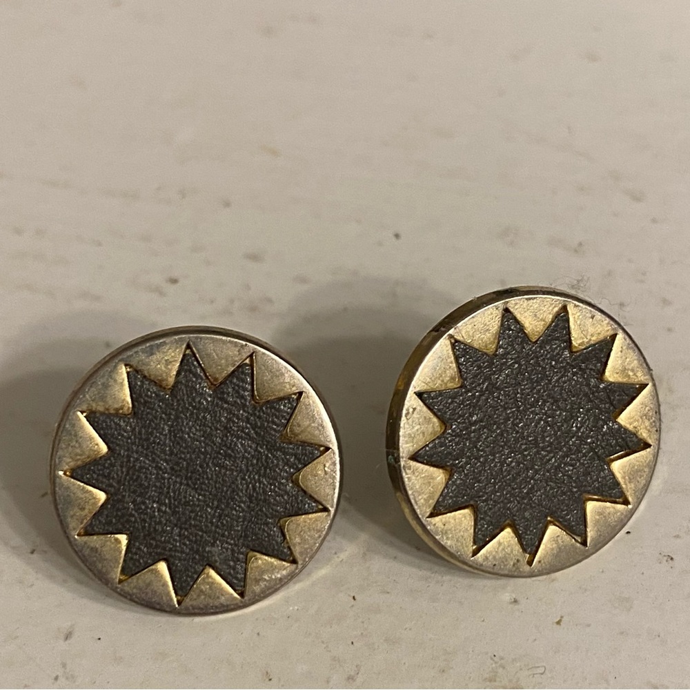 House of Harlow 1960 Leather Gold Sunburst Earring